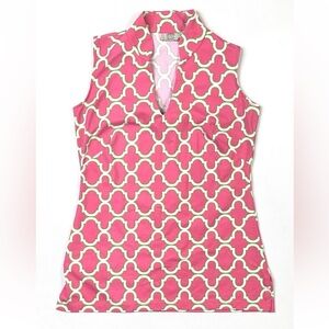 Katherine Way Top Women’s XS Sleeveless Pink Geometric Print Made in USA
